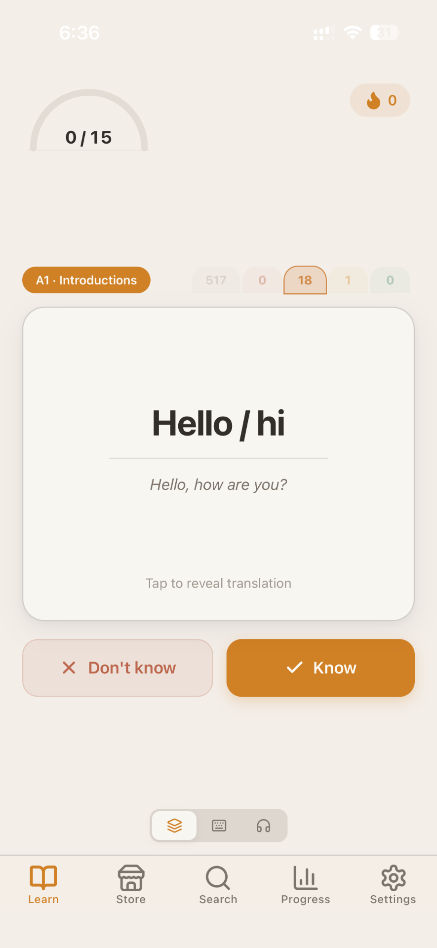 Zayara flashcard showing an Arabic greeting